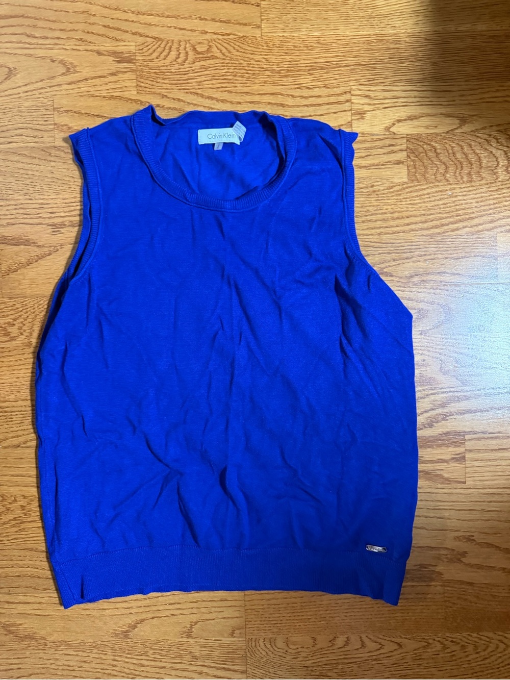 Calvin Klein Womens Electric Blue Sleeveless Knit Tank